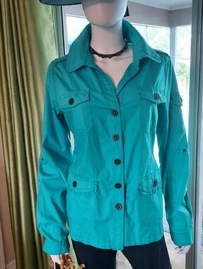 Teal Utility Jacket - Women's Lightweight Snap-Front by New Direction. NWT. Sz L